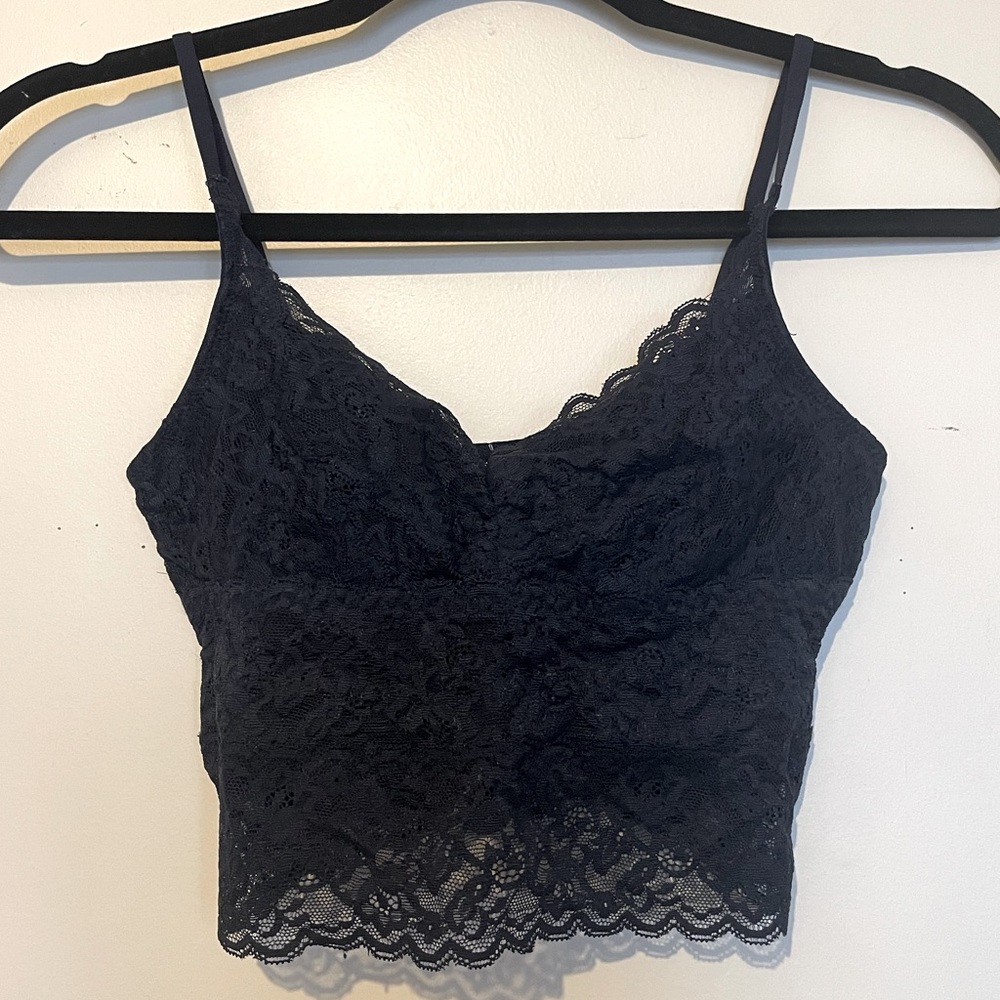 Gilly Hicks Navy Blue Lace Long Line Bralette (Size S)